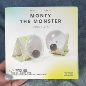 Sunnylife Monty the Monster Buddy Floaties Arm Band NEW - Yellow and White